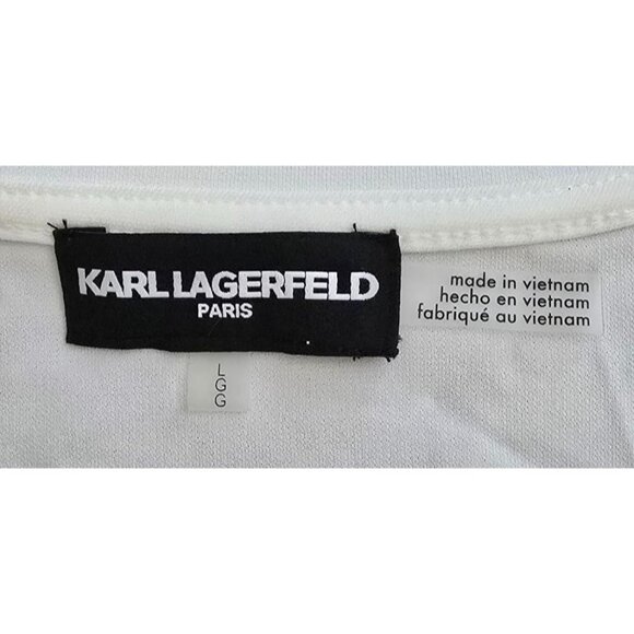 Karl Lagerfeld Paris Womens White Short Sleeve Top Size Large - Picture 3 of 7